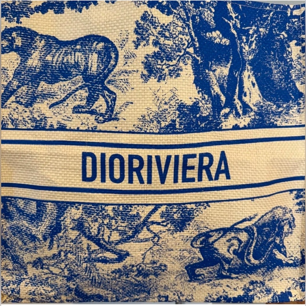 🆕 💙 DIOR Dioriviera Blue VIP Straw Tote Bag NIP - Picture 2 of 5